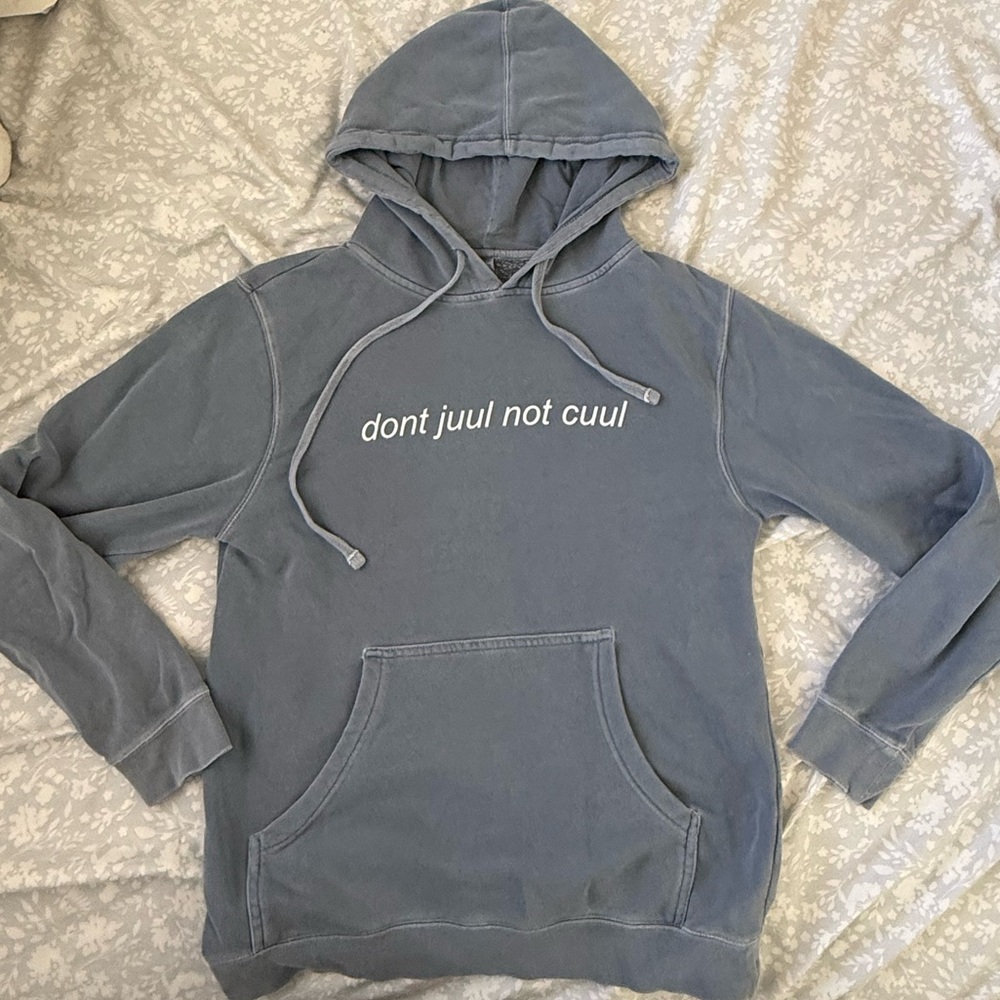 Men's Blue Hoodie with Slogan